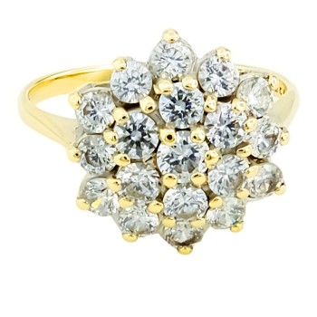 9ct gold Cubic Zirconia Cluster Ring size P